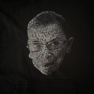Ruth Bader Ginsburg Emoticon Graphic Face Black Sweatshirt Hoodie Sz S